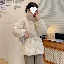 韩国狐狸毛领收腰显瘦围脖羽绒服女中长款2023冬季设计感时尚外套