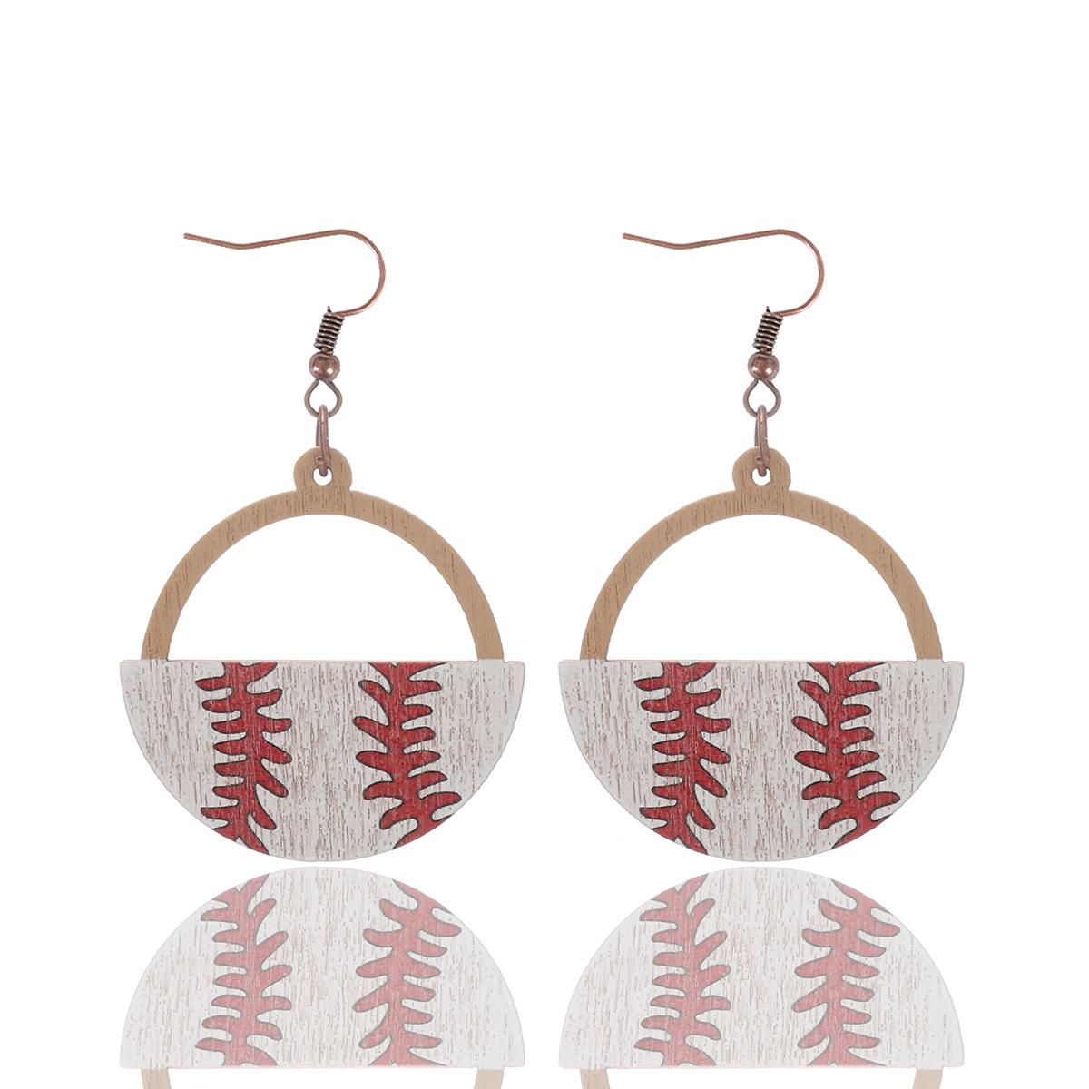 Cross-Border Football Basketball Rugby Baseball Pattern Wooden Earrings Eardrops Aliexpress Amazon