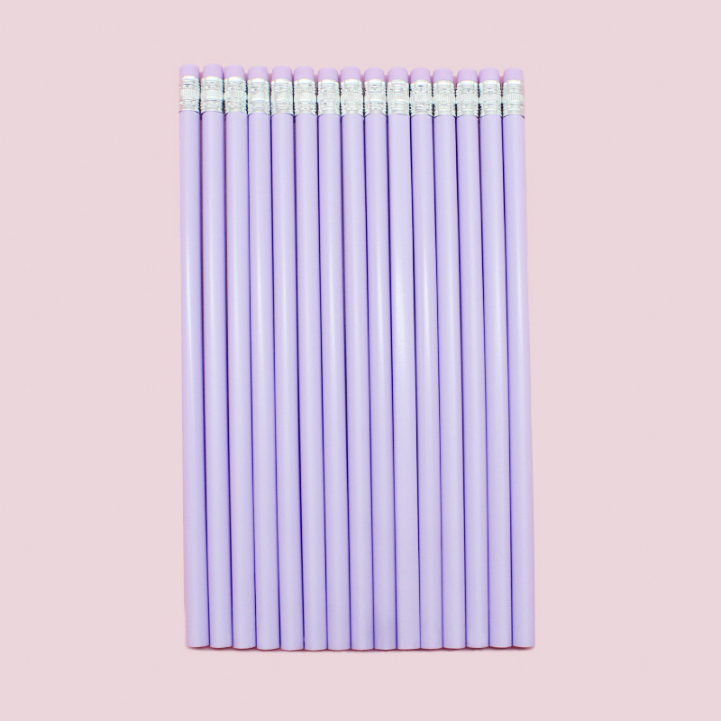 Pencil Wholesale Macaron Triangle Pole Bright Light Basswood with Eraser Sketch Drawing Pen Learning Stationery HB Pencil