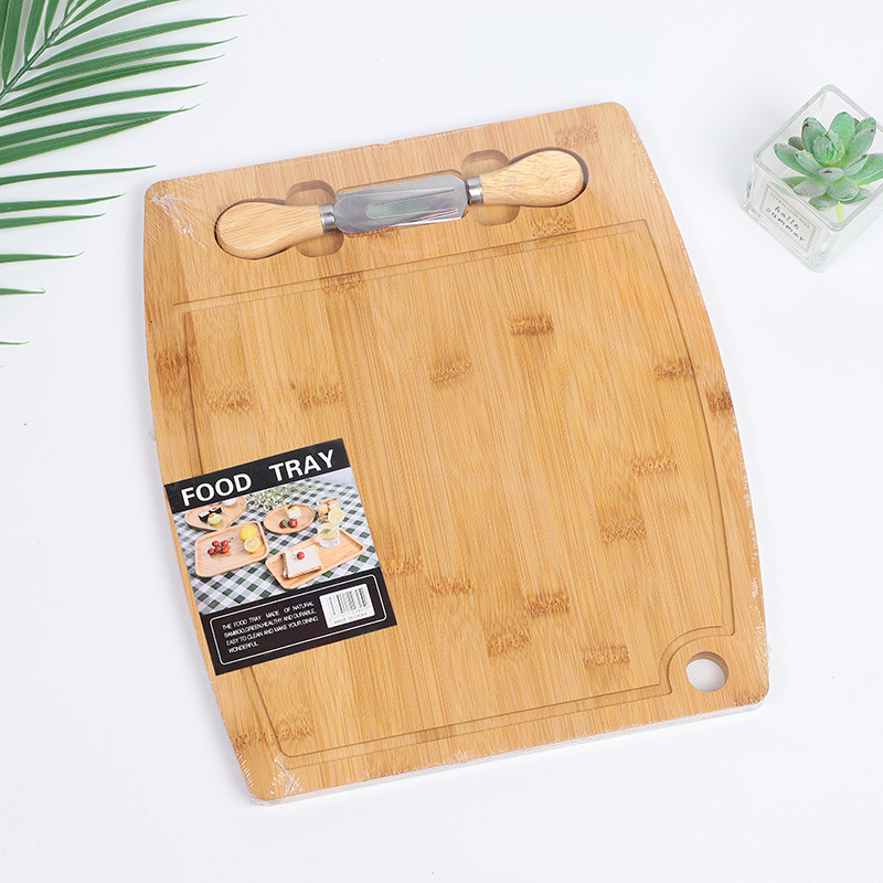 Factory Direct Sales Bamboo Butter Plate Pizza Plate Butter Plate Set with Knife Household Steak Plate Knife and Fork Breakfast Food