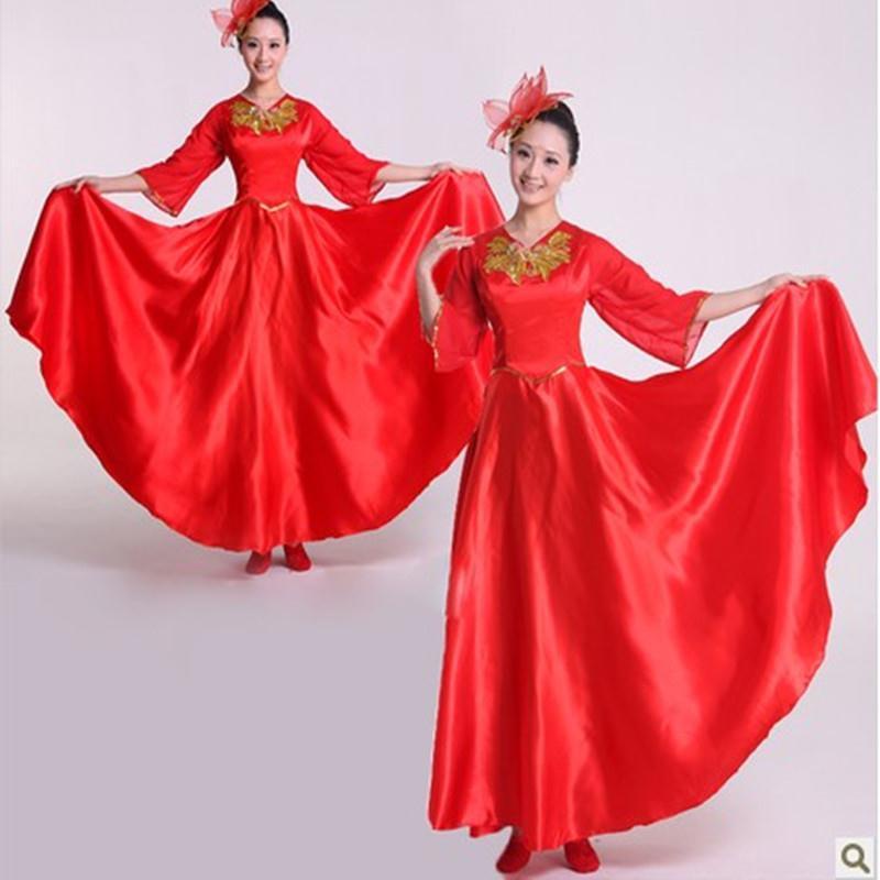 开场舞大摆裙女成人新款成人中老年舞蹈服装大型演出服合唱服长裙