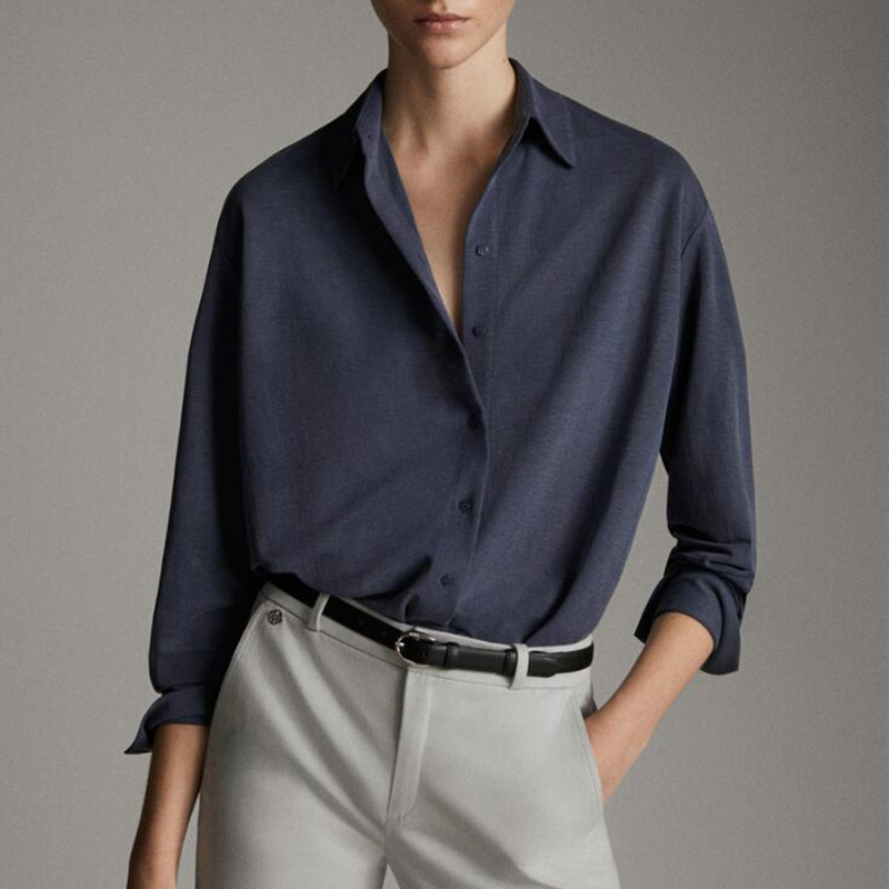 西班牙md长袖衬衫女士2021春秋季新款设计感小众衬衣宽松外穿上衣