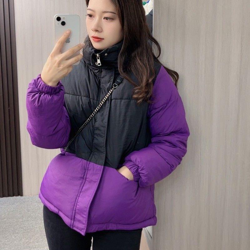 2023新款棉服女短款冬季小个子棉衣韩版宽松立领拼接小棉袄外套