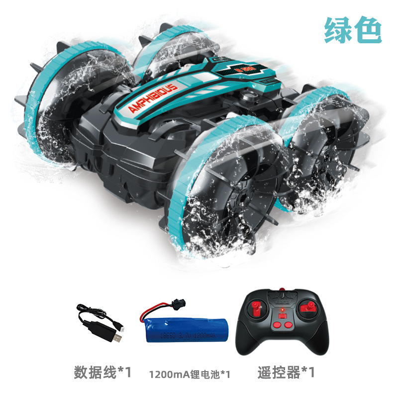 Cross-Border Children's Amphibious Remote Control Car Stunt Double-Sided Rolling 2.4G Wireless Remote Control Electric Toy Car Model