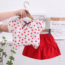 夏装婴儿6个月休闲套装1周岁衣服女童宝宝短袖短裤两件套一件代发