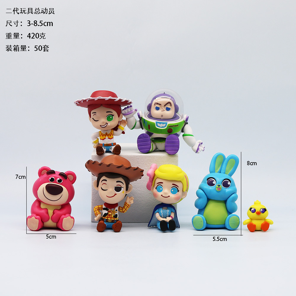 Second-Generation Toy Story Hand-Made Hu Di Buba Guangnian Three-Eye Strawberry Bear Anime Hand-Made Model Ornaments