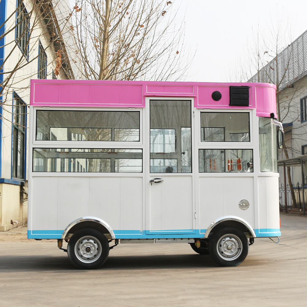 奶茶车多功能电动四轮餐车景区冷饮冰淇淋美食小吃售卖支架结构摆