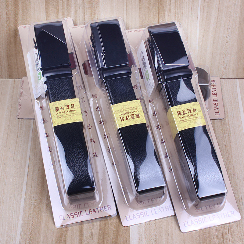 Men's Leather Belt Automatic Leather Buckle Casual Belt Smooth Buckle Pant Belt Wholesale Yiwu Stall Hot Sale Running Rivers and Lakes