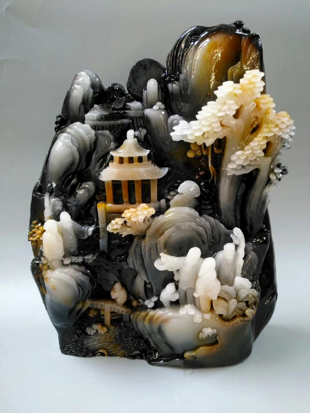 仿原石玉石摆件 寿山石玉石南阳独山玉雕刻山水摆件