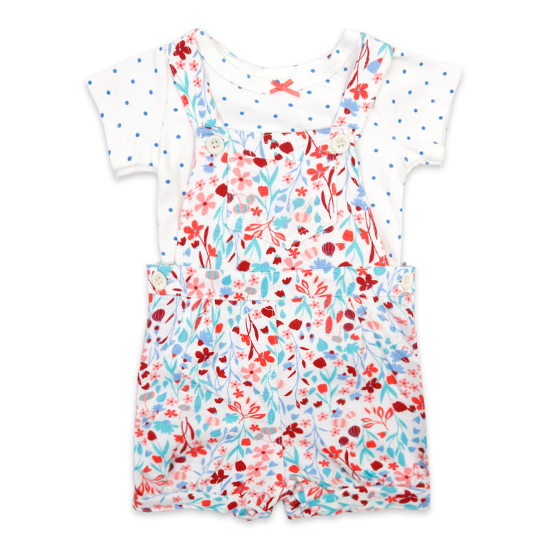 2025 factory wholesale clothes children‘s thin t-shirt suspender pants 0-3 years old two-piece suit boys and girls clothing