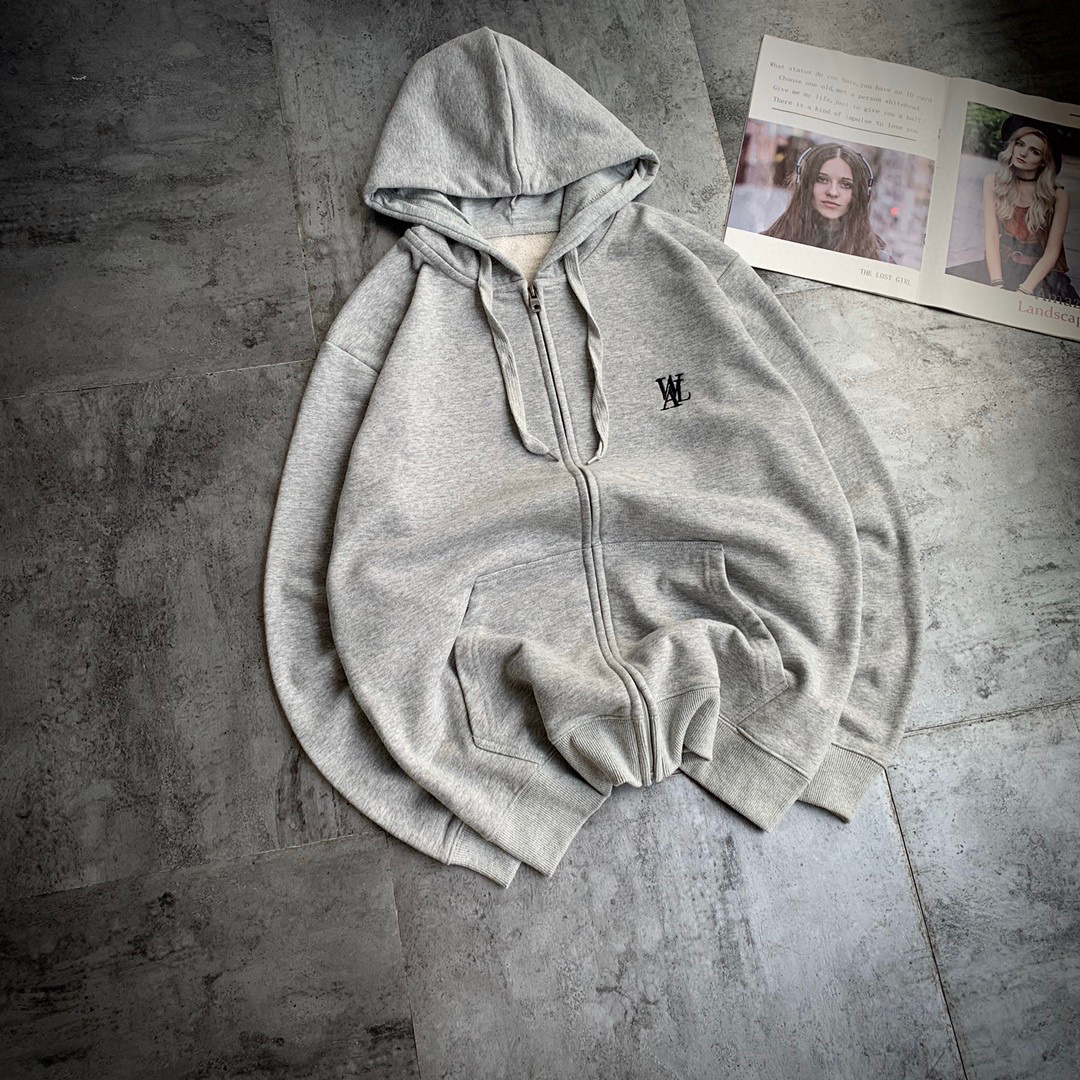 韩国小众人气款简约刺绣拉链帽衫 上身赞宽松运动休闲百搭卫衣-阿里巴