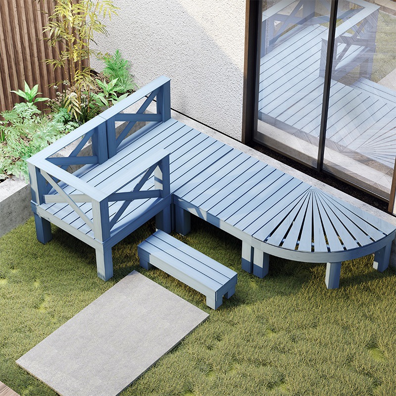 户外防腐木平台公园乘凉台农家乐露天加高地台庭院景观木板榻榻米