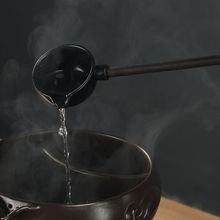 陶瓷分茶勺套装三件套黑檀木日式煮茶器长柄舀茶勺茶匙竹柄分茶勺