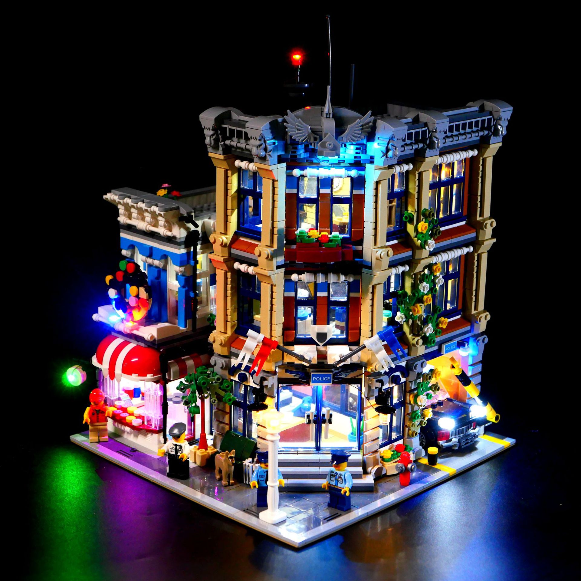 积木灯饰适用乐高优格10199警察局街景系列城市led遥控灯光改装