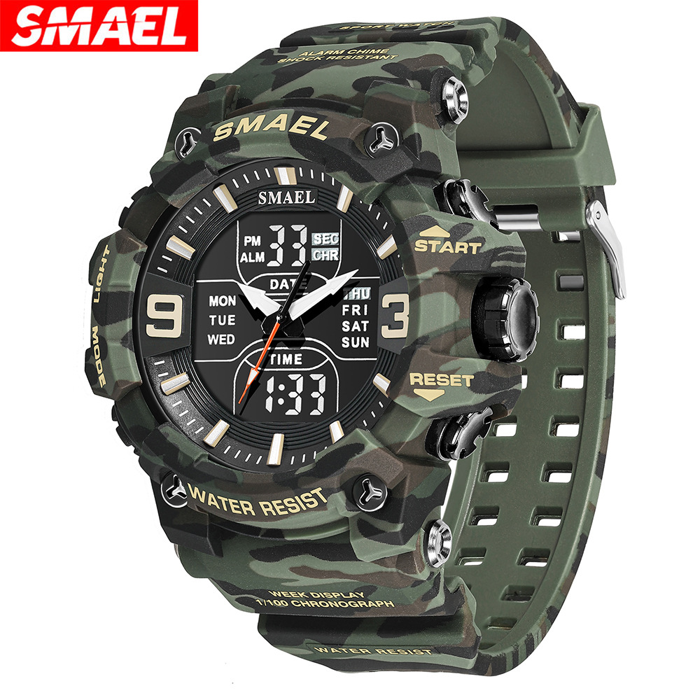 smael smael new outdoor waterproof electronic watch camouflage sports luminous tactical men‘s army style watch climbing