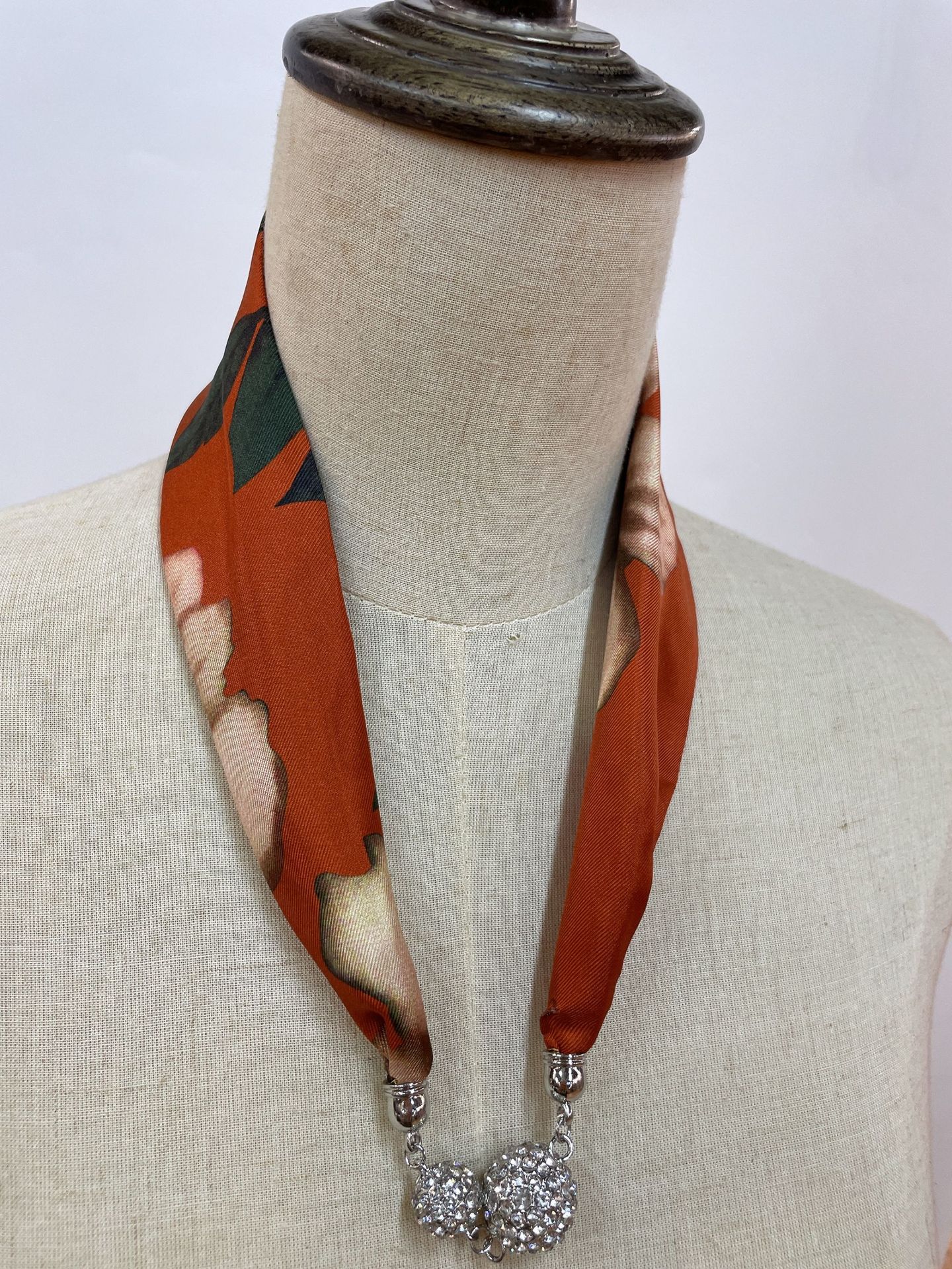 New Magnetic Snap Silk Scarf Necklace Neck Accessories Lazy Scarf Multi-Purpose Scarf High-Grade Lazy Wrist Strap Scarf Hair Band