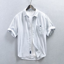 Z927 夏季男士条纹短袖休闲纯棉衬衫  一件代发