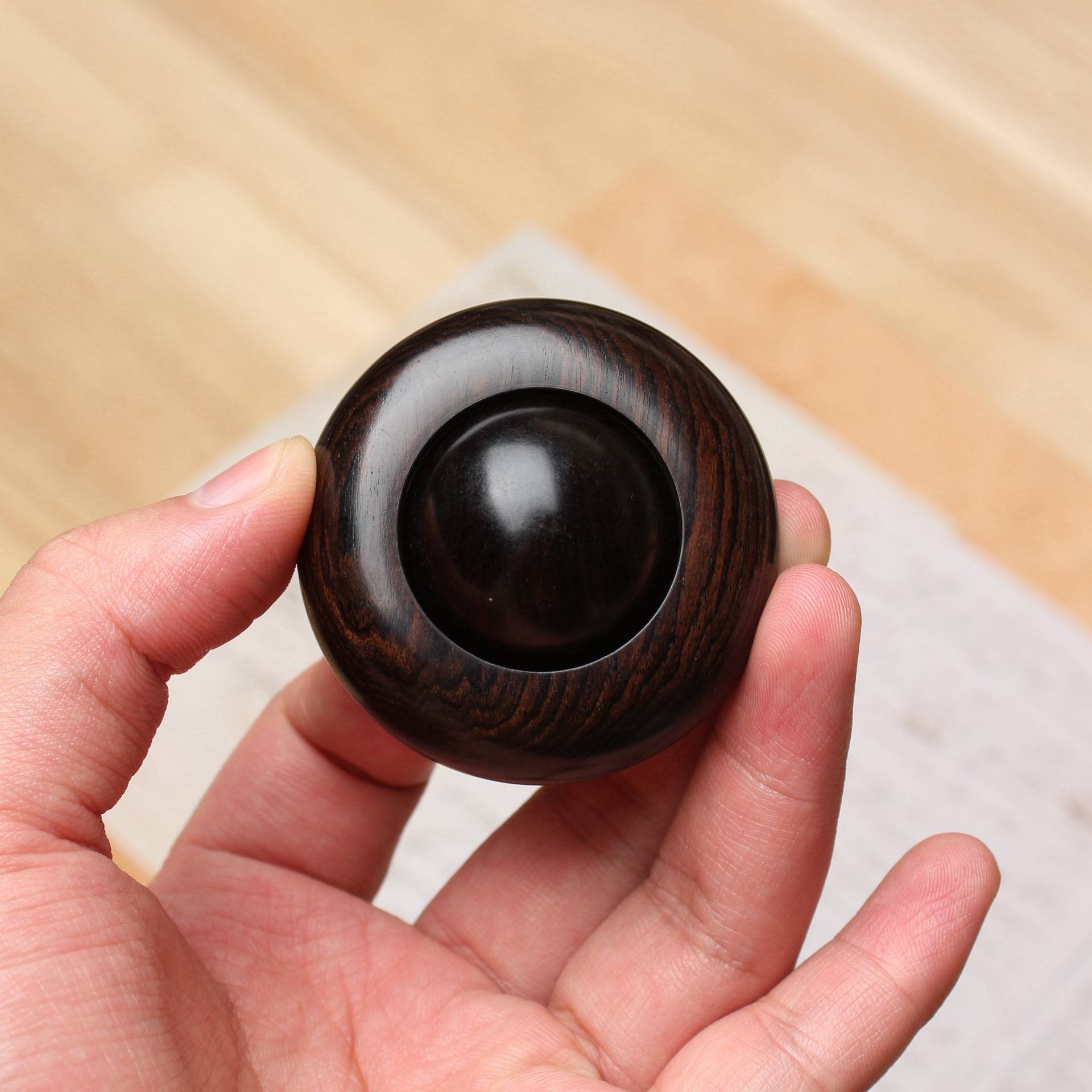 黑檀紫光檀时来运转手把件指尖把玩滚轮纯手工原木制作直播爆款