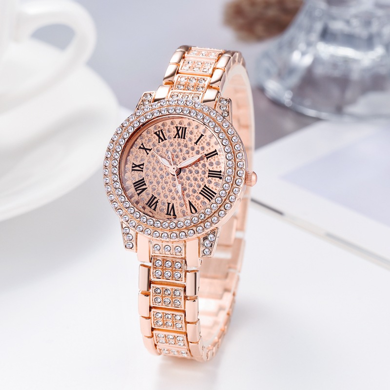 Winter New Full Body Rhinestone Luxury Watch Women's Starry Steel Chain Watch Fashion Temperament Small Dial Watch Women