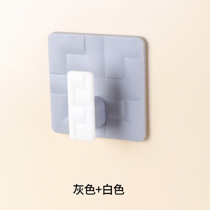 Contrast Color Hook Square Non-Marking Strong Sticky Hook Kitchen Storage Hook Nail-Free Bathroom Sticky Hook behind the Door Hanging Coat Hook