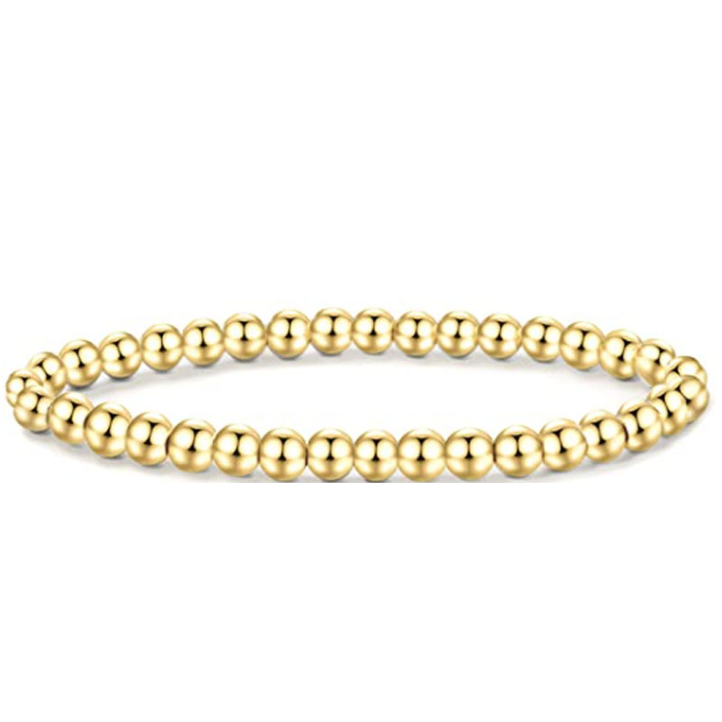 Amazon Hot Selling Women's Copper Bead 14K Gold Plated Beads Bracelet Women's Stretchable Chain Color Retaining Bracelet