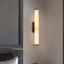 西班牙天然云石壁灯现代轻奢别墅客厅背景墙卧室床头高档全铜壁灯