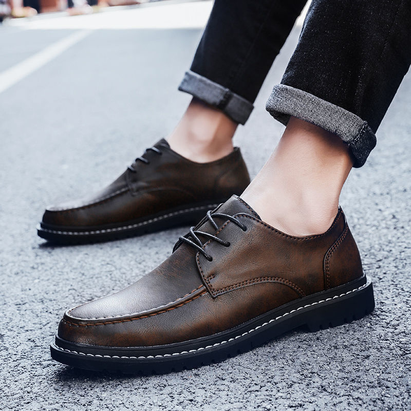 男休闲皮鞋青年商务小皮鞋韩版潮流爸爸鞋年轻人透气时尚男鞋