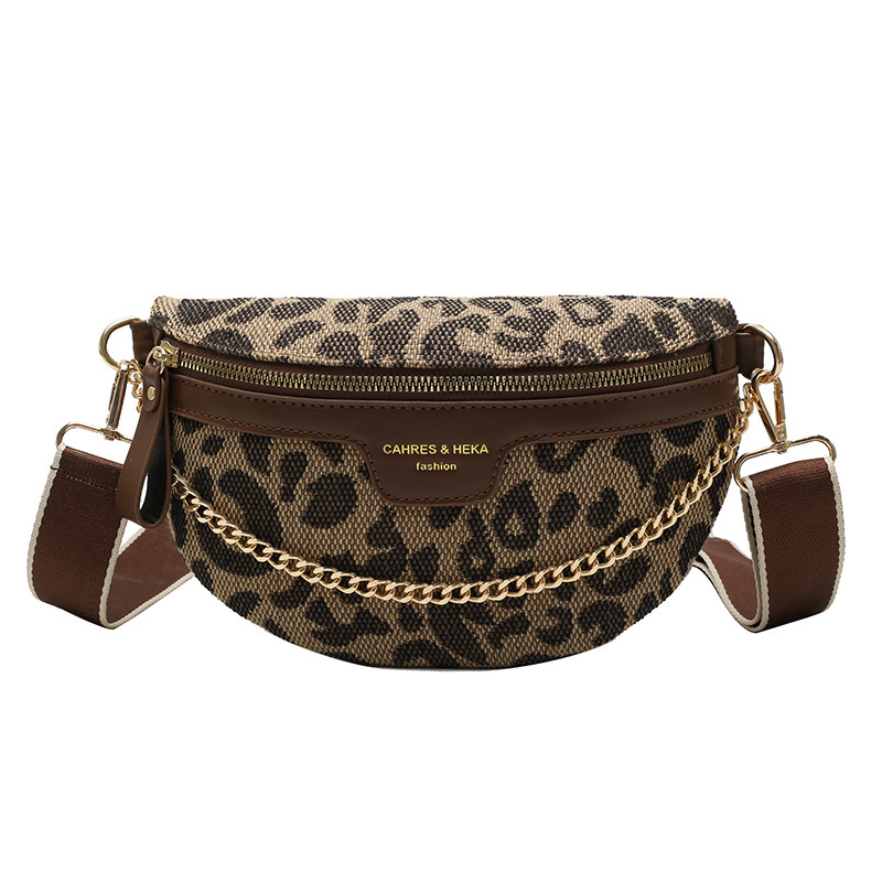 Popular BBAO Leopard Print Chest Bag One Shoulder Bag Women 2023 New Trendy Cool Retro Fashion Plaid Crossbody Waist Bag