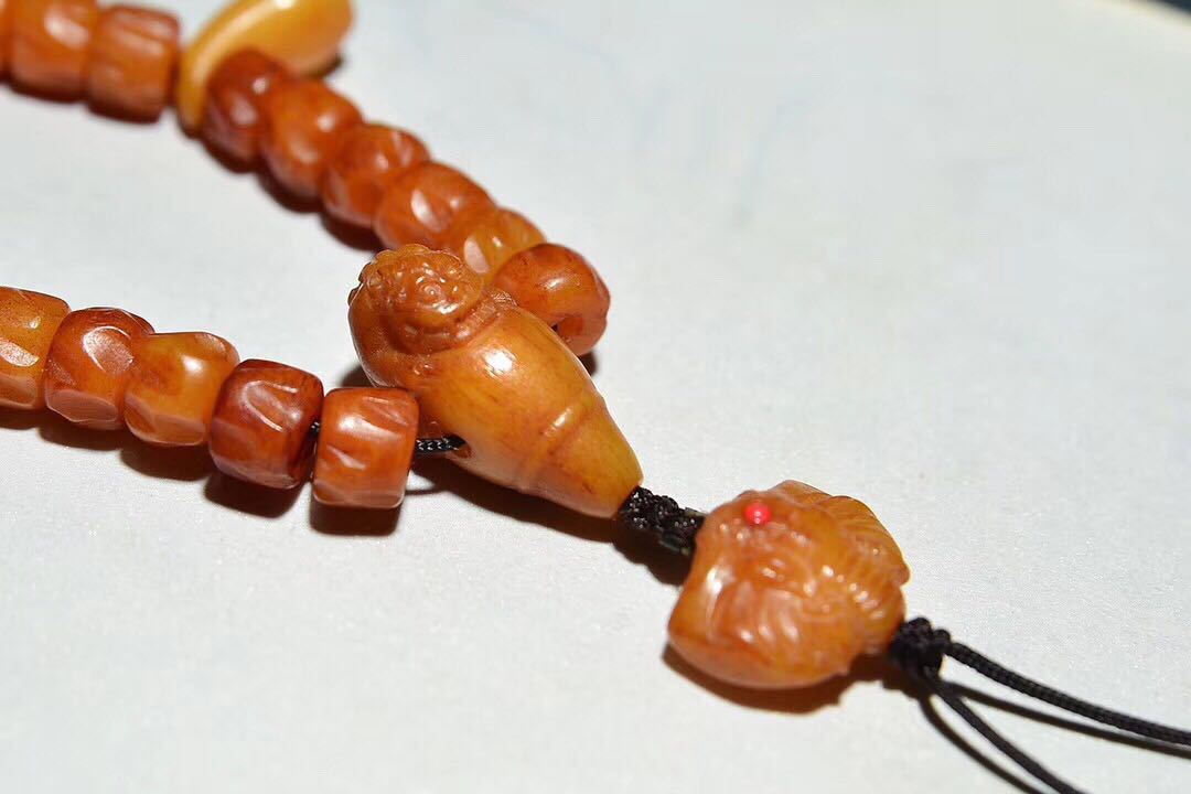 藏民回流玉化骆驼骨108颗百香籽项链毛衣链颗颗带纹尺寸9x6.5毫米