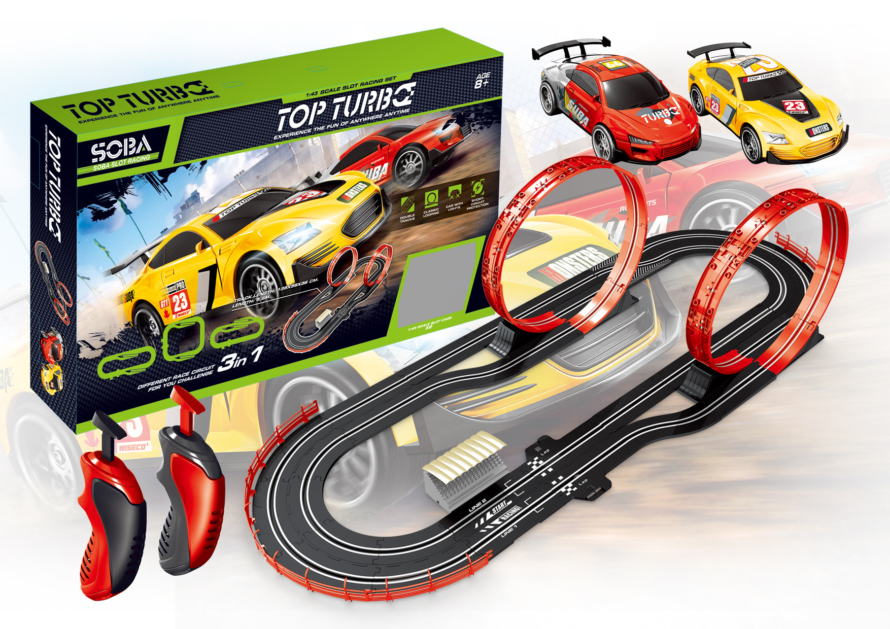 双人竞技比赛轨道车闪电麦昆汽车遥控路轨赛车儿童玩具电动3男孩6