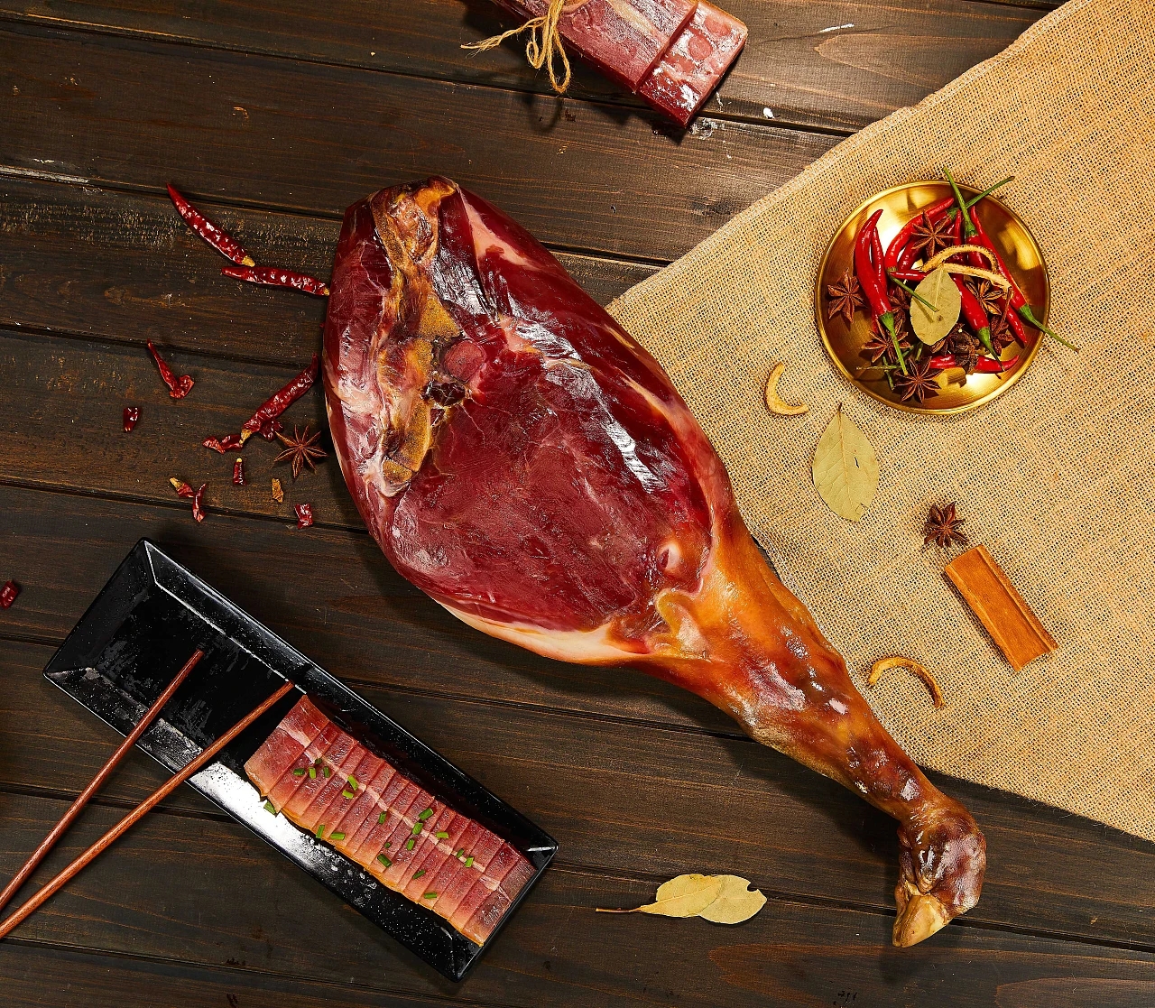 金华火腿整腿礼盒装火腿肉农家腊肉浙江土特产节日年货送礼-阿里巴巴