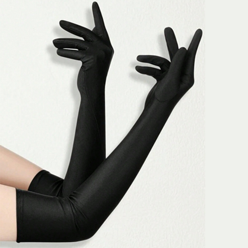 盖茨比黑色舞会手套女 1920s舞会派对手套婚礼礼服氨纶长手套现货