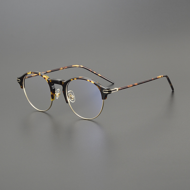 小众舒适板材眼镜框架纯钛超轻手工圆框复古男女配近视防蓝光变色