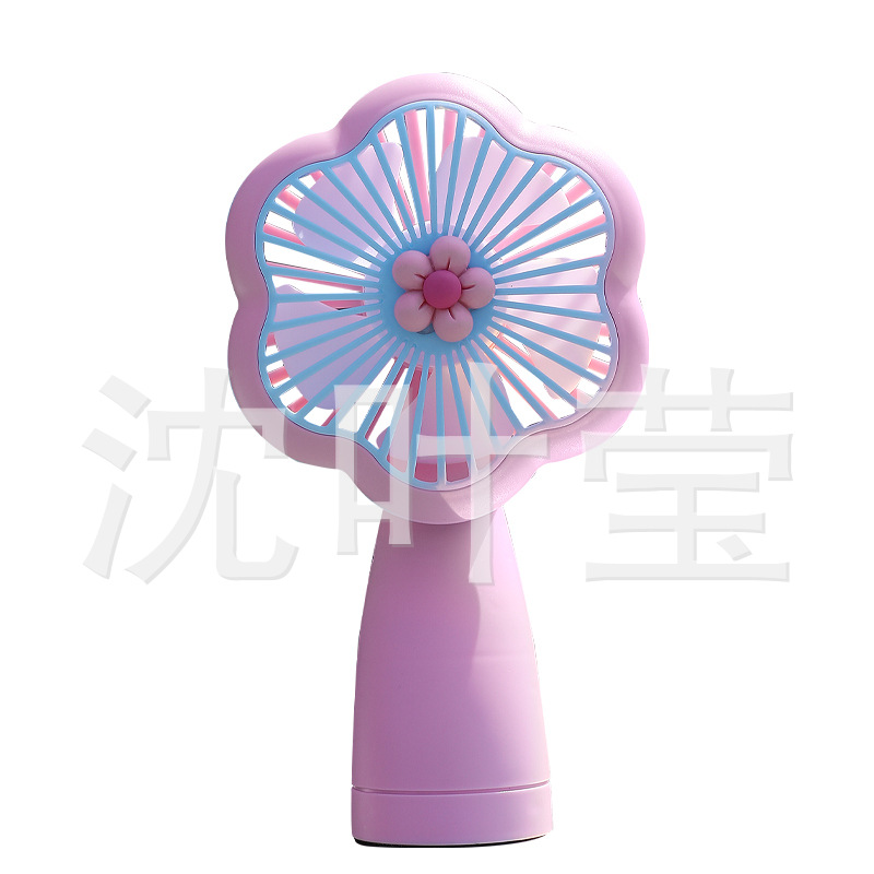 2023usb Mini Handheld Flower-Shaped Outdoor Portable Fan Office Dormitory Girl Trendy Fan Printable Logo