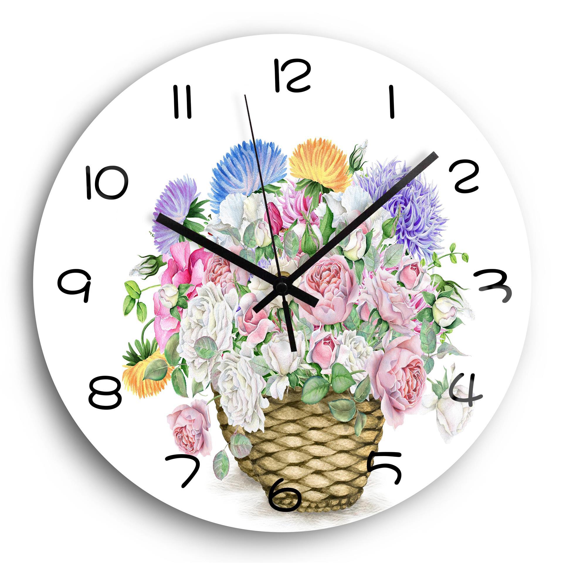 美达创花蓝唯美挂钟客厅钟表简约北欧时尚家用时钟现代创意石英钟