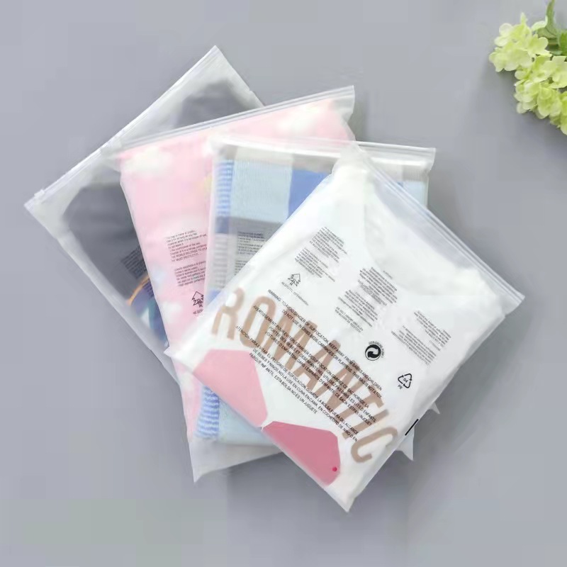 Zipper Bag Transparent Frosted Packaging Bag Cross-Border E-Commerce Clothing Underwear Ziplock Bag Foreign Trade Plastic Factory Bag Wholesale