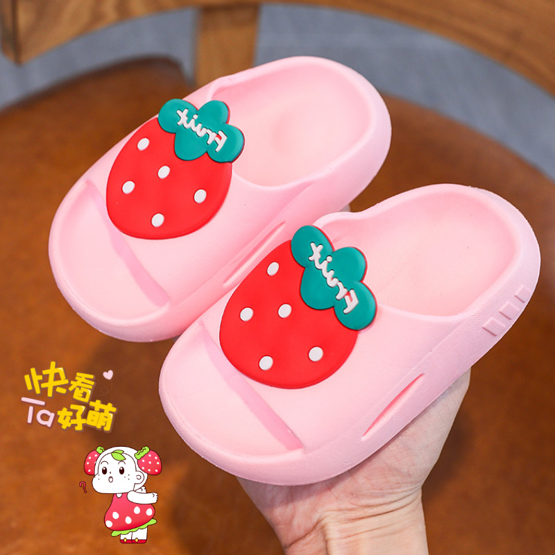 2023 Cartoon Fruit Children's Slippers Men's Summer Internet Celebrity Home Bathroom Girls Thick Bottom Soft Deodorant Baby Sandals