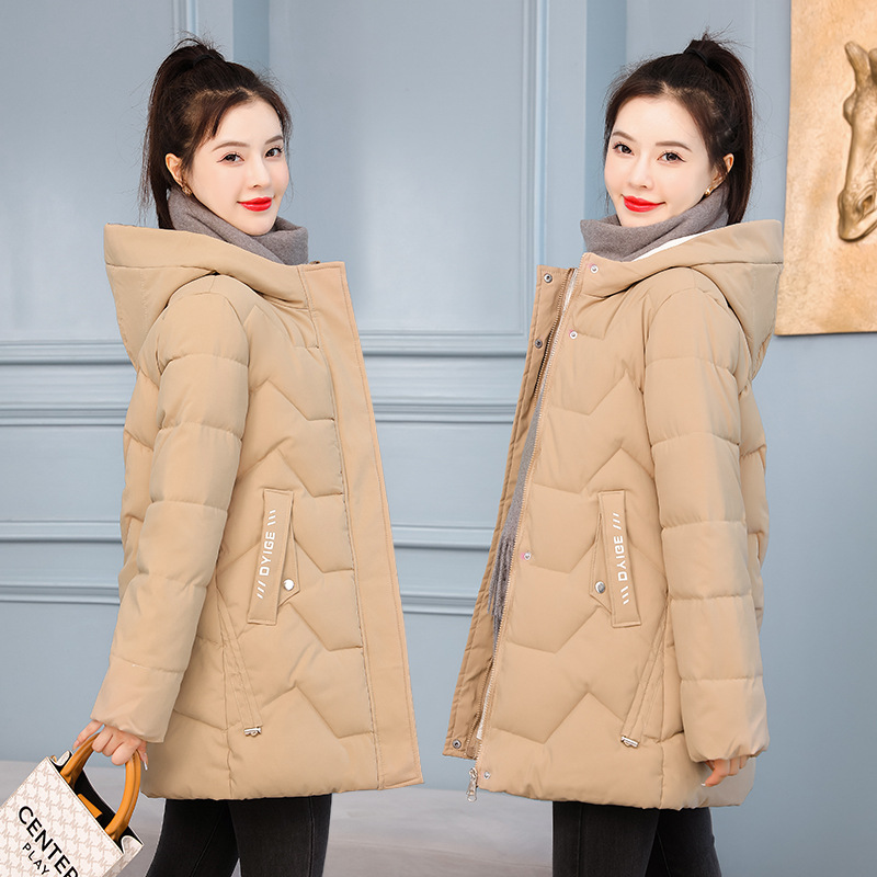 2023 New Cotton Clothing Women's Mid-Length down Cotton-Padded Coat Korean Slim-Fitting Cotton-Padded Jacket Thick Warm All-Match Women's Coat