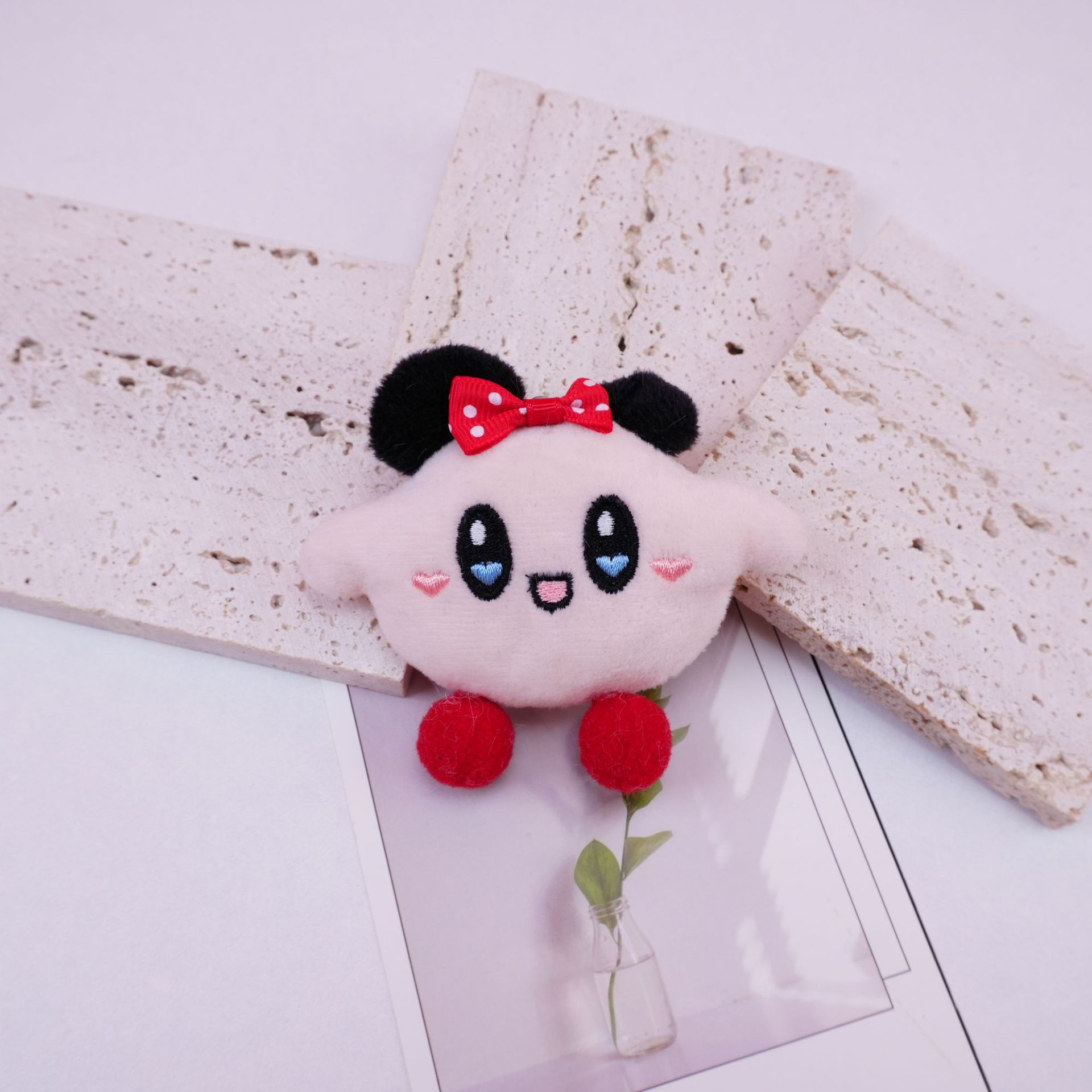 新款卡通星之卡比吱吱叫毛绒钥匙扣挂件可爱蝴蝶结卡比包包配饰_邸俊