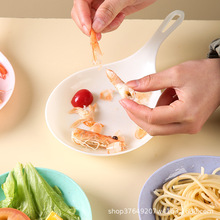 韩国Boki吃播同款大勺子白色网红餐具韩式手持碟有柄手拿接菜盘子