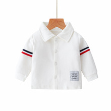 儿童衬衫2024童装春季新款韩版宝宝上衣洋气翻领男童衬衣一件代发