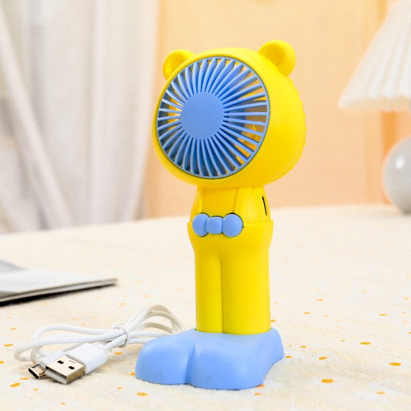 Outdoor Portable Handheld Cute Suspender Pants Bear Little Fan Usb Big Leg Bracket Base Desktop Small Fan Little Fan