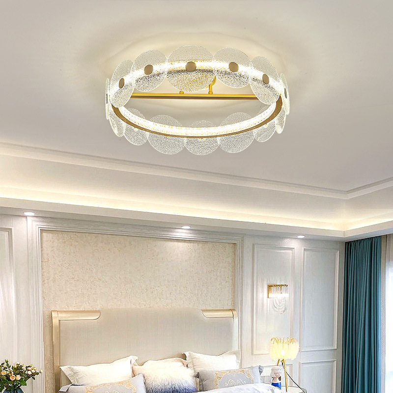轻奢卧室灯北欧led水晶吸顶灯简约现代大气圆形房间过道主卧灯具