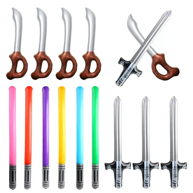 pvc充气宝剑星球大战激光剑透明玩具90cm充气棒海盗刀剑光批发