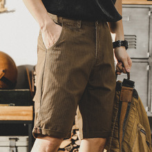 320g重磅斜纹质感美式复古工装短裤男夏季日系阿美咔叽五分裤