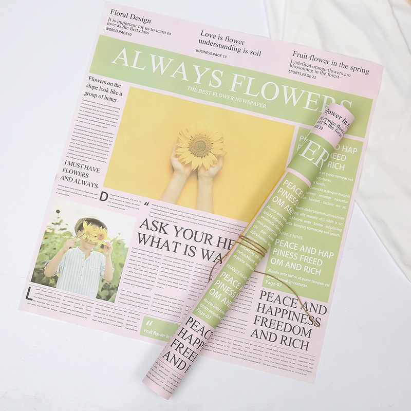 English Newspaper Yearning Life Flowers Wrapping Paper Flower Shop Floral Gift Box Bouquet Wrapping Material Retro Kraft Paper