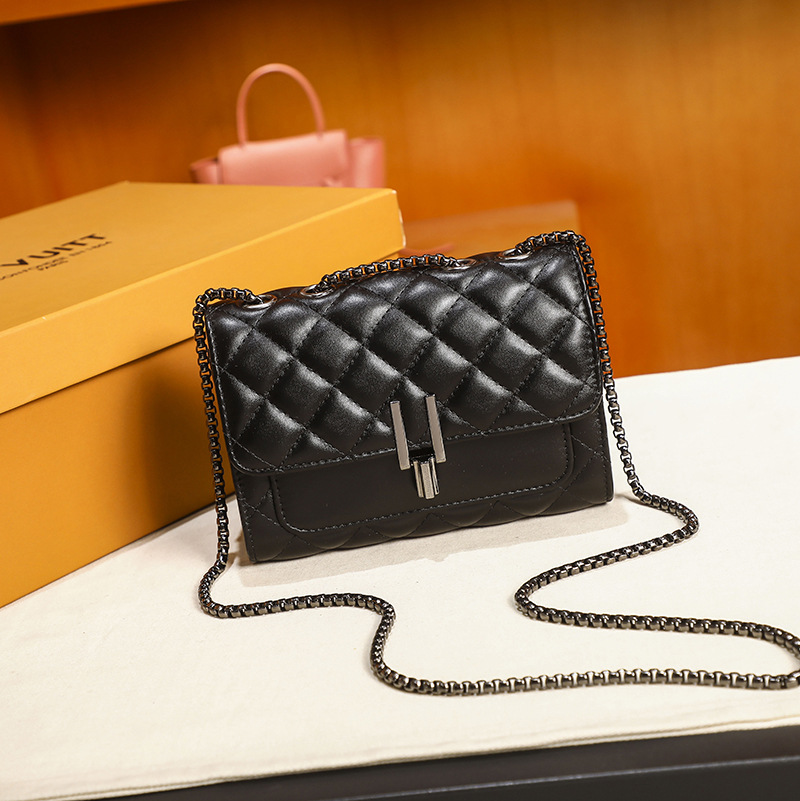 法国小众包包2022新款潮今年流行ins菱格链条包夏季单肩斜挎包女