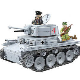 全冠100082德国lt-38轻型坦克积木人仔军事二战系列儿童玩具