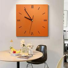 网红挂钟客厅家用钟表时尚新款方形钟表极简北欧现代装饰橙色钟