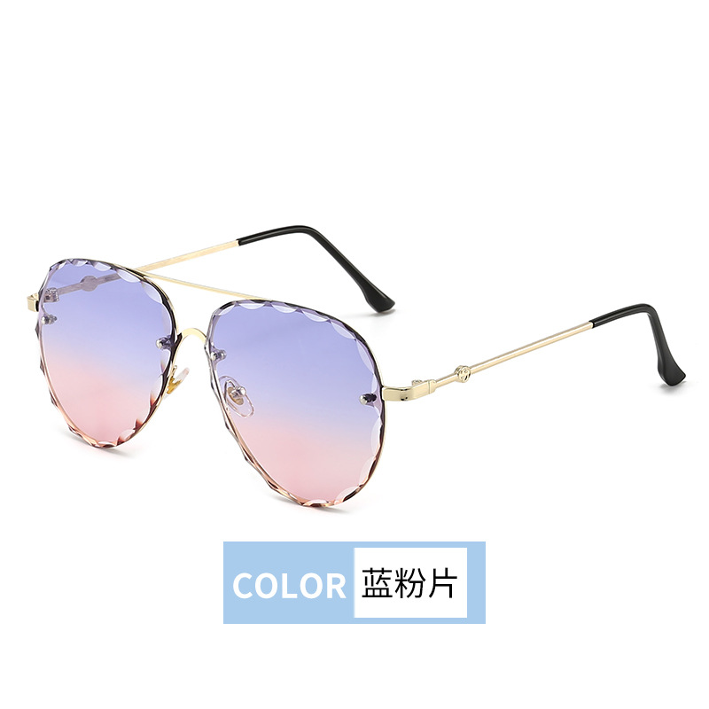 New Fashion Retro Men's and Women's Sunscreen Aviator Sunglasses European and American Personalized Metal Large Frame Pilot Sunglasses